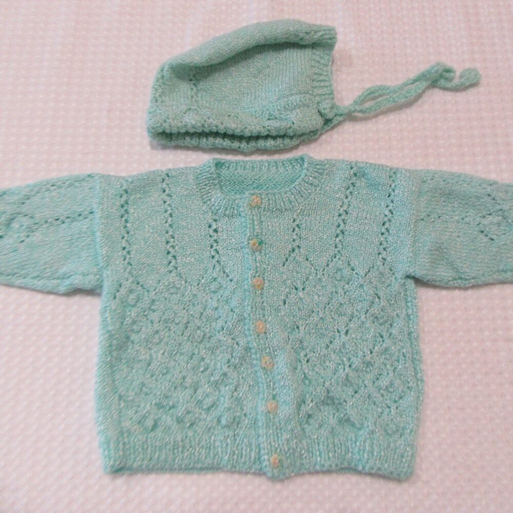 Hand Made Sweater & Bonnet As is